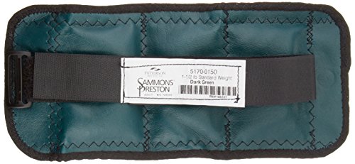 Sammons Preston Cuff Weight, 1.5 lb, Dark Green, Strap & D-Ring Closure, Grommet for Easy Hanging, Steel Ankle & Wrist Weights are Lead Free, Exercise Tool for Strength Building & Injury Rehab - style: 1.5 lbs.