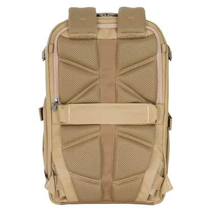 VANGUARD VEO Metro B30L Camera & Everyday Backpack (Beige) – Fits 70–200mm Attached, 17" Laptop Storage, Convertible Daypack Design, Travel-Ready Carry-On - color: Beige, size: 30L