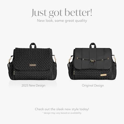 Hannah & Sophia Belle Convertible Baby Diaper Backpack & Bag in Black, Large Size, Dual Sided Water Resistant Changing Mat Included, Detachable Shoulder Straps, Easy To Use - color: Black