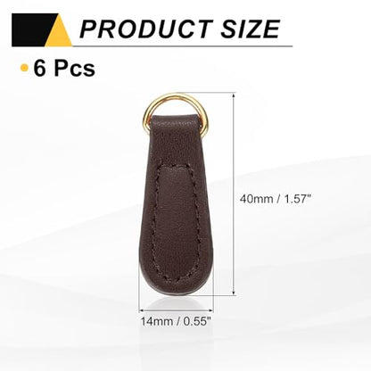 uxcell 6pcs Zipper Pull, 1.57 Inch Leather Zip Puller Zipper Replacement Repair Kit Head Handle for Luggage Clothing Jackets Backpacks Boots, Dark Brown - color: Dark Brown