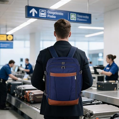 ECOHUB 19" Travel Backpack for Men Women 30L Large Carry-On Backpack with 17.3 In Laptop Compartment,Blue - color: Blue