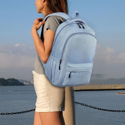 GAEKEAO Everyday Backpack for Women Men, Lightweight Casual Bookbag Travel Backpack for Work College Commute Blue - color: C03 Light Blue