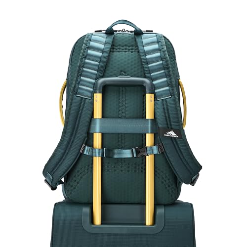 High Sierra Hi-Life 3-in-1 Convertible Backpack - Features Removable Daypack, Stack-It Strap, Adjustable Sternum Strap, Fleeced Pocket For Scratch Protection, Dual Water Bottle Pockets - Green/Yellow - color: Green/Yellow