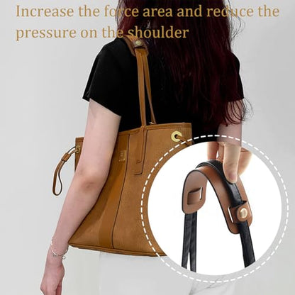 2 Pack Leather Purse Shoulder Strap Pads for Pressure Relief, Detachable Bag Handle Wrap Cover - color: Brown
