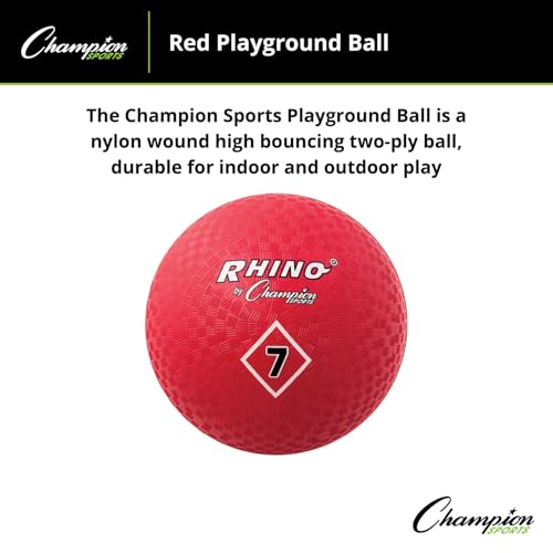 Champion Sports Playground Ball – Durable High-Bounce Ball, Sizes 5", 6", 7", 10", 13" & 16" for Gym, Recess & Play - style: 7" Diameter