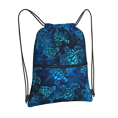Watercolor Blue Sea Turtle Drawstring Backpack Bag Sport Gym Sackpack Durable Waterproof Lightweight for Men Women Beach Bag String Bag - color: Watercolor Blue Sea Turtle