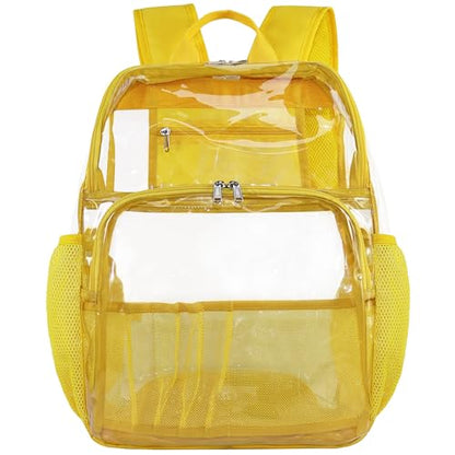 Clear Backpacks for School,18'' Large Clear Backpack Heavy Duty Clear Backpack See Through Backpack Clear Bookbag for Student,School,Work,Travel,Yellow - color: Yellow