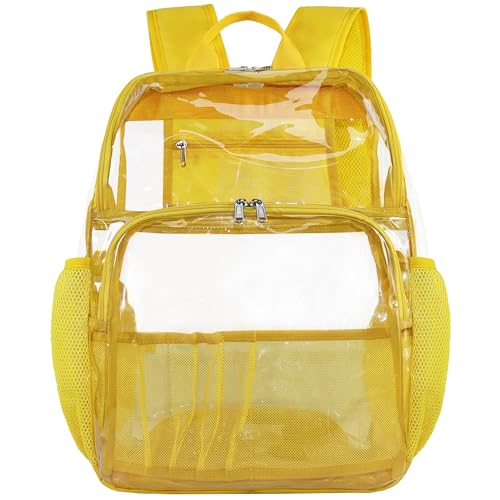 Clear Backpacks for School,18'' Large Clear Backpack Heavy Duty Clear Backpack See Through Backpack Clear Bookbag for Student,School,Work,Travel,Yellow - color: Yellow