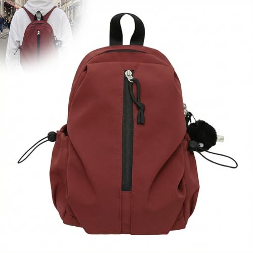 Nylon Waterproof Backpack for Women - Stylish & Lightweight Daypack for Commute, Work & Travel, Red - color: Red