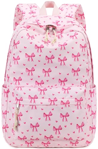 LOIDOU Girls Backpack for Kids Cute School Bookbag - color: Bow Pink 215, size: L-17"