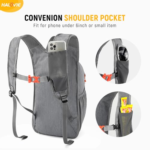 HALOVIE 15L Foldable Hiking Backpack Phone Pocket Lightweight Travel Daypack Shoulder with Chest Strap Small Packable Pack for Walking Women Men (Lightgray) - color: Lightgray