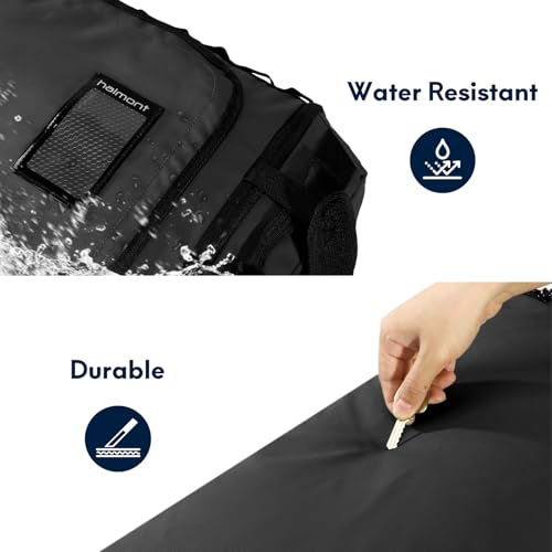 Haimont Foldable Duffel Bag Backpack with Shoe Compartment Water Resistant Large Travel Duffle Bag for Men Women to Hiking Camping Gym Sports, 50L, Upgrade, Black - color: Black
