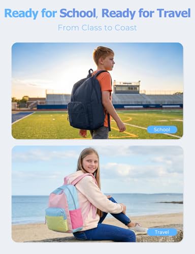 VASCHY School Backpacks, Lightweight Bookbag Schoolbag for Boys Girls Casual Basic Simple Daypack for Men Women Navy - color: Navy