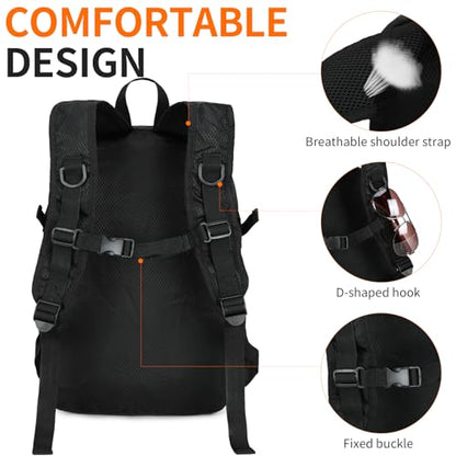 Small Hiking Backpack 35L Travel Lightweight Hiking Packable Daypack Water-Resistant Foldable Backpacks for Women Men Camping (Black) - color: Black, size: 35L