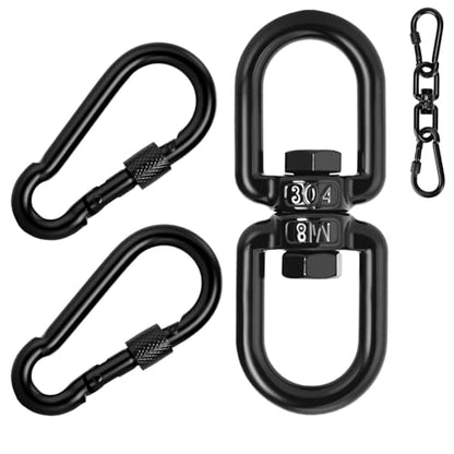 Aheucndg 380 lb Capacity Heavy Duty Double Ended Eye Hook with Snap Hook, SUS304 Swivel Hooks 1Pack + Snap Hooks 2Pack, for Aerial Yoga, Hanging Hammock, Web Tree Swing, Swing Spinner M6 Black - color: Black, size: 6mm