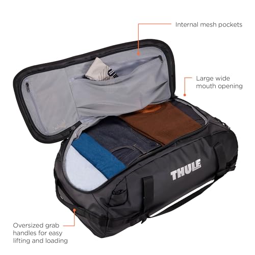 Thule Chasm Duffel bag, Weather-resistant materials, Easy packing, Converts to backpack, Internal pockets, Travel-ready - color: BLACK, size: 70L
