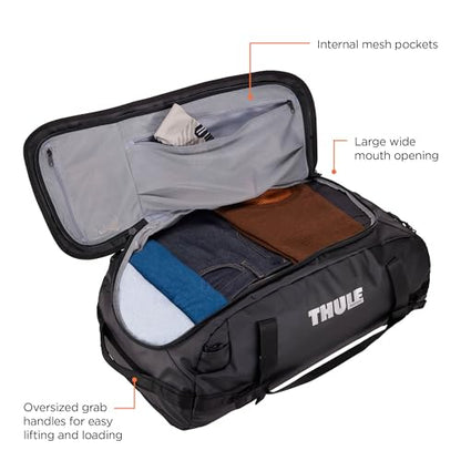 Thule Chasm Duffel bag, Weather-resistant materials, Easy packing, Converts to backpack, Internal pockets, Travel-ready - color: BLACK, size: 70L