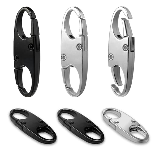 6Pcs Double Opening Lock Zipper Pull Replacement Clips, Small Carabiner Clips, Zipper Locks Anti Theft Deterrent for Bag Luggage Pickpocket Backpack Purse Travel Suitcase (Silver and Black) - color: 3pcs Silver and 3pcs Black