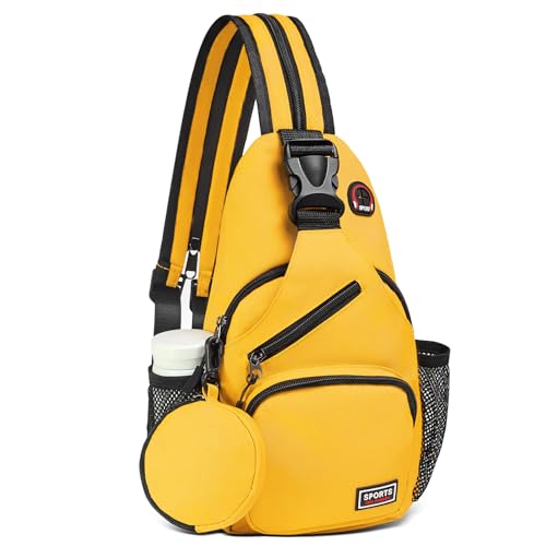 Convertible Sling Bag with Coin Pocket, 7.9" Tablet Crossbody Mini Backpack with Headphone Jack Casual Pack for Women Men Travel, Yellow - color: Yellow, size: Small