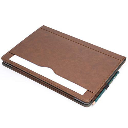 TYTX Compatible with MacBook Pro Leather Case 15 Inch 2016-2019 Release (A1990 A1707) Laptop Sleeve Protective Folio Book Cover with Vents, Dark Brown - color: Dark Brown