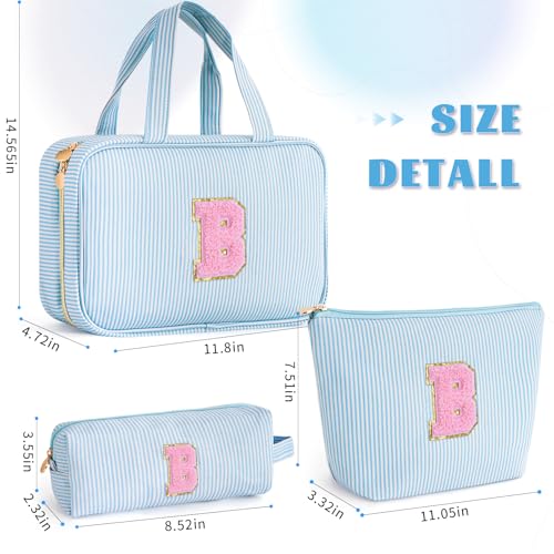 Gifts for Teen Girls Women - Personalized Toiletry Bag Initial Makeup Bag | Travel Cosmetic Bag | 8 9 10 11 12 13 14 15 16 Years Old Girl Gift Trendy Stuff - Blue B - color: Blue, style: B