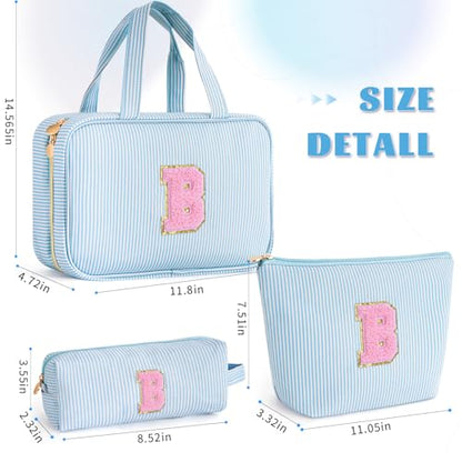 Gifts for Teen Girls Women - Personalized Toiletry Bag Initial Makeup Bag | Travel Cosmetic Bag | 8 9 10 11 12 13 14 15 16 Years Old Girl Gift Trendy Stuff - Blue B - color: Blue, style: B