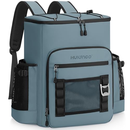 Hulongo Cooler Backpack, 30L Insulated Leakproof Soft Cooler Bag for 52 Cans, Lightweight Backpack for Beach, Picnic, Camping, Hiking, Fishing and Travel - color: Light Blue