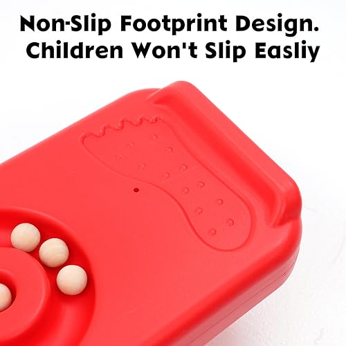 Kids Rocking Seesaw Balance Board with 5 Wooden Balls Sensory Training Rocking Board Balance Training Equipment Children Indoor Outdoor Activity Toy - color: Red