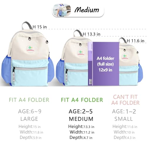 atgark Toddler Backpack for Boys 2-5: Preschool Kindergarten Backpack - 13" Daycare Backpack Fit A4 Folder - color: Blueberry, style: Ages 2-5 (13" H Fit A4 Folder)