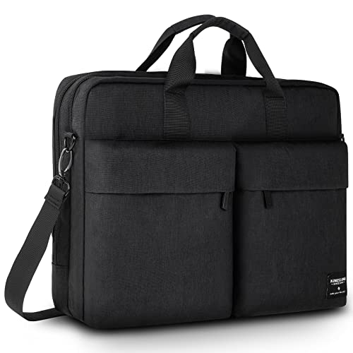 KINGSLONG 17.3 inch Laptop Briefcase Bag for Men Women, Laptop Messenger Bag with Shoulder Strap, Water Resistant Business Crossbody Bag Computer Bag for Asus Acer Dell Thinkpad, Black - color: Black