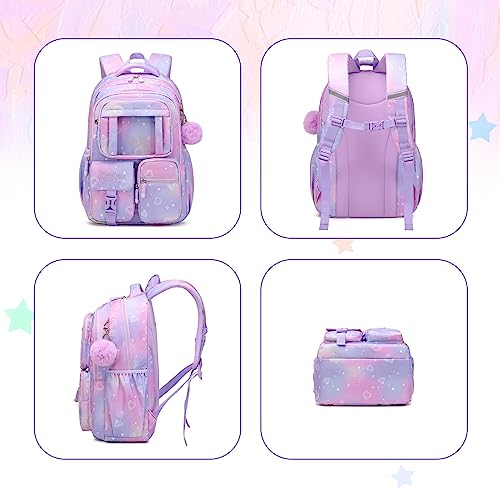 PIG PIG GIRL Kids Backpack for Girls - School Bags for Middle School Students - Book Bag for Elementary Primary - Kawaii Ita Backpack - Purple - color: Purple