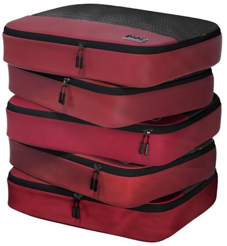 Large Packing Cubes for Travel - 5pc Packing Cubes for Suitcases - Lightweight Luggage Organizer Bags (Non-Compression) - color: Red, size: Large