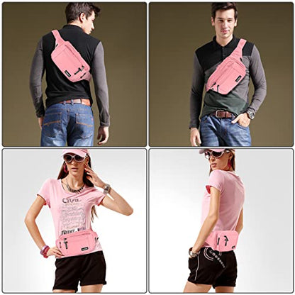 CXWMZY Fanny Packs For Women & Men Waist Pack Hip Bum Bag with Multi-Pockets Large Capacity Waterproof Casual Bum Bag for Disney Traveling Casual Cycling Running Hiking (Pink) - color: Pink