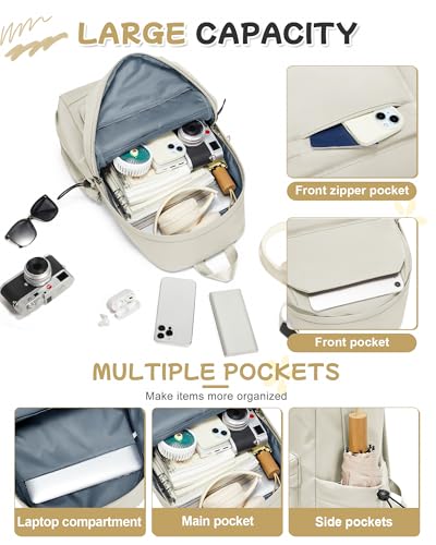 SEAFEW Small Backpack for School Girls Kids Women, Waterproof Bookbag Cute High School Backpack for Men Teen Boys, Lightweight College Back Pack Mochilas Escolares para Casual Daypack Rucksack White - color: White