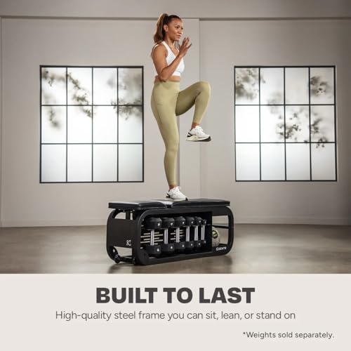 Centr Workout Bench Press, Fusion Bench - Multi-Purpose Adjustable Weight Bench with Storage Rack for Dumbbells, Bands, & Recovery Tools - Incline & Sit Up Bench for Home Gym Exercise