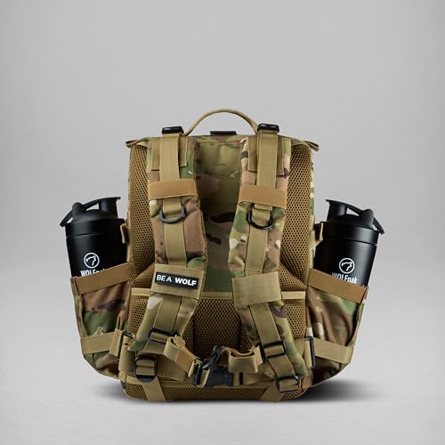 WOLFpak 25L Athletic Gym Backpack (OCP Camo) Durable 1000D Waterproof Oxford Material w/MOLLE Webbing, Laptop Pocket & Dual Cup Holders, Durable Fitness/Travel/Military Daypack - color: Ocp Camo