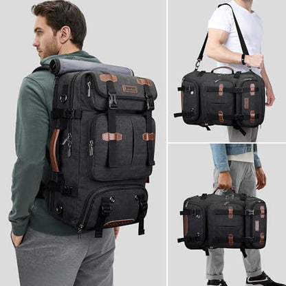 WITZMAN Travel Backpack for Men 40L Large Carry-on Airline Approved Convertible 3 in 1 laptop Bags Fit 16 inch(A8013 Black) - color: Black