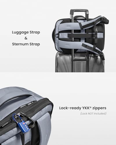 tomtoc Travel Backpack 28L, TSA Friendly Flight Approved Carry-on Luggage, Personal Item Travel Bag, Water-resistant Lightweight Business Rucksack, Durable Bag Fits 16 Inch Laptop - color: Silver Gray-ripstop, size: 28L