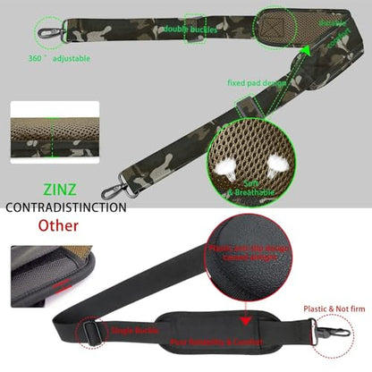 ZINZ 79 inch Shoulder Strap, Extra-thick Fixed Cushion Pad and Dual Clasps Universal Replacement Strap with Metal Swivel Hooks for Laptop Bags, Luggage Bags, Camera, Crossbody(Camouflage Green) - color: Camouflage Green