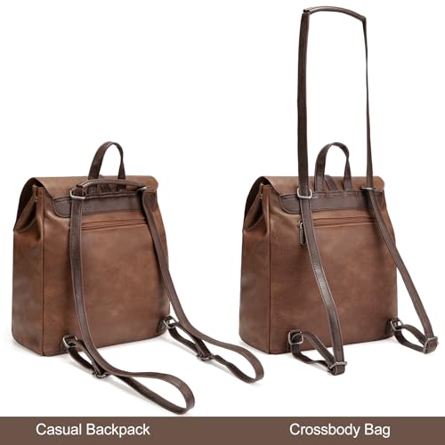 Montana West Backpack Purse for Women Casual Daypack Convertible Crossbody Backpack for Travel Work - color: Brown