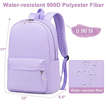 Bluboon School Backpack for Teen Girls Women Laptop Backpack College Bookbags Middle School Travel Work Commuter Back Pack（Lavender） - color: Light Purple