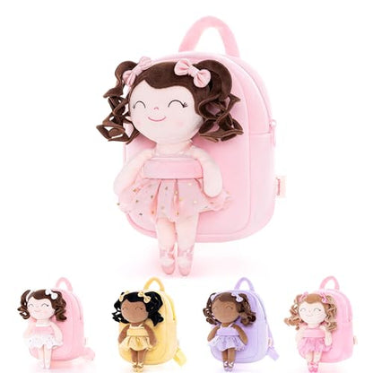 Gloveleya Toddler Backpack Baby Ballerina Girl Gifts Plush Curly Hair Ballet Backpack - Champagne Pink 9 inches - color: A0001, size: 9 inches