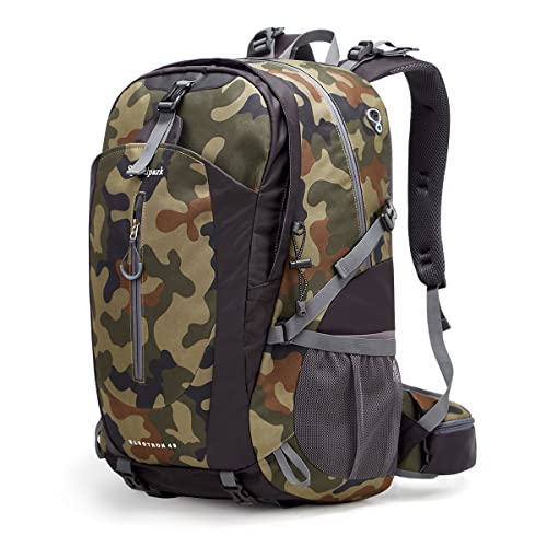 SPEEDPARK Hiking Backpack 40L Waterproof Hiking Daypack with Rain Cover, Outdoor Trekking Travel Backpacks for Men Women - color: Camo