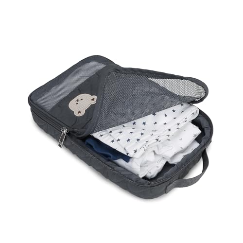 Baby Diaper Bag Organizer Pouches - 2 Pack Waterproof Pod Hanging Diaper Bag Cute Bear Mesh Bag Reusable, Washable or Baby Cloth Diapers - color: White&Black