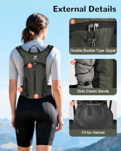 Foldable Cycling Backpack for Men Women, Small Packable Waterproof Hiking Daypack with Waist Belt, 6L Lightweight Mountain Bicycle Backpack fit Helmet for MTB Biking Skiing Climbing, Orange - color: Green