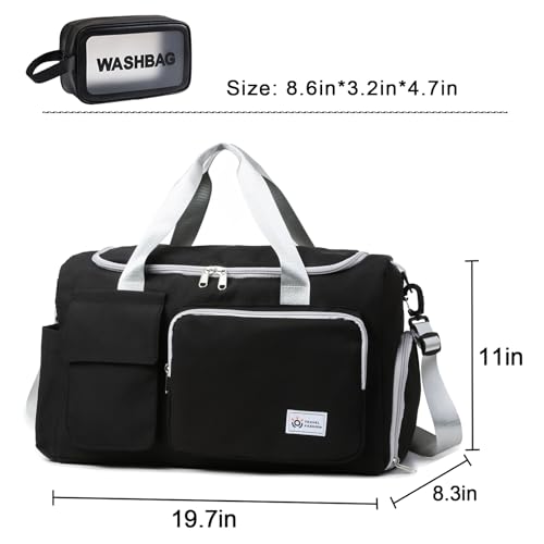 Small Gym Bag for Women, Travel Duffle Bag Carry On Weekender Bag with Shoe Compartment - color: 35#Black Grey, style: Gym Bag&toiletry Bag