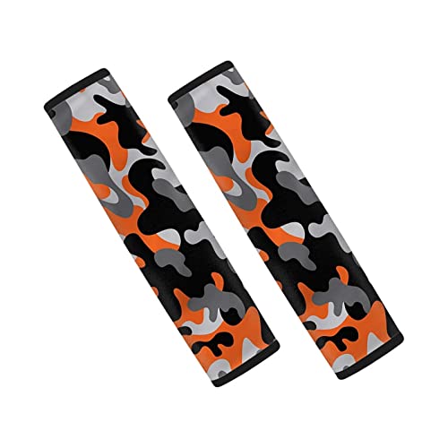 Forchrinse 2Pieces Orange Camouflage Car Seat Belt Pads Cover,Comfortable Shoulder Strap Covers Harness Pad for Car,Truck, SUV,Camera,Backpack - color: Orange Camouflage