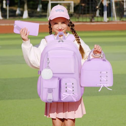Scothen Backpacks for Girls, Girls Backpack with Lunch Box & Pencil Pouch for Teens Girl Kids Elementary Middle High School College Student Bookbag Daypack Laptop Travel Backpack for Women - color: Purple
