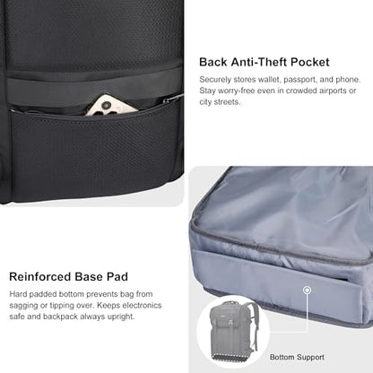 PIJUSHI Travel Backpack for Women Carry on Convertible Duffle Bag Flight Approved Luggage Backpack Fit 16-inch Laptop(PE053 Black) - color: Black