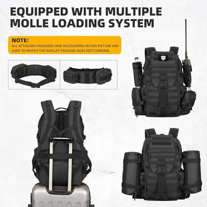 50L Military Tactical Backpack 3 Day Assault Pack Molle Daypack Hiking Backpack for Men and Women - color: Blacktie-dye